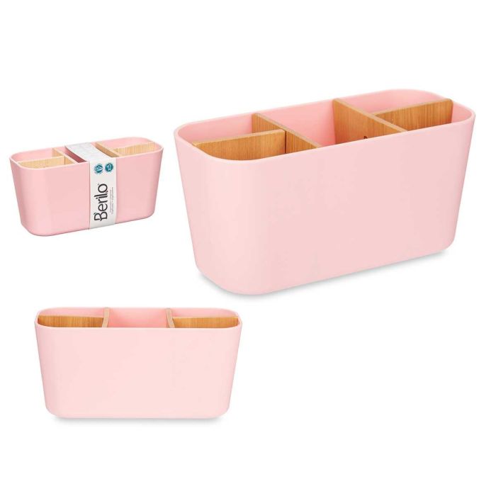 Organizador Ovalado 5 Huecos Bambú Rosa Berilo 21x10x9 cm (6 Unidades) Organizador Ovalado 5 Huecos Bambú Rosa Berilo 21x10x9 cm (6 Unidades)