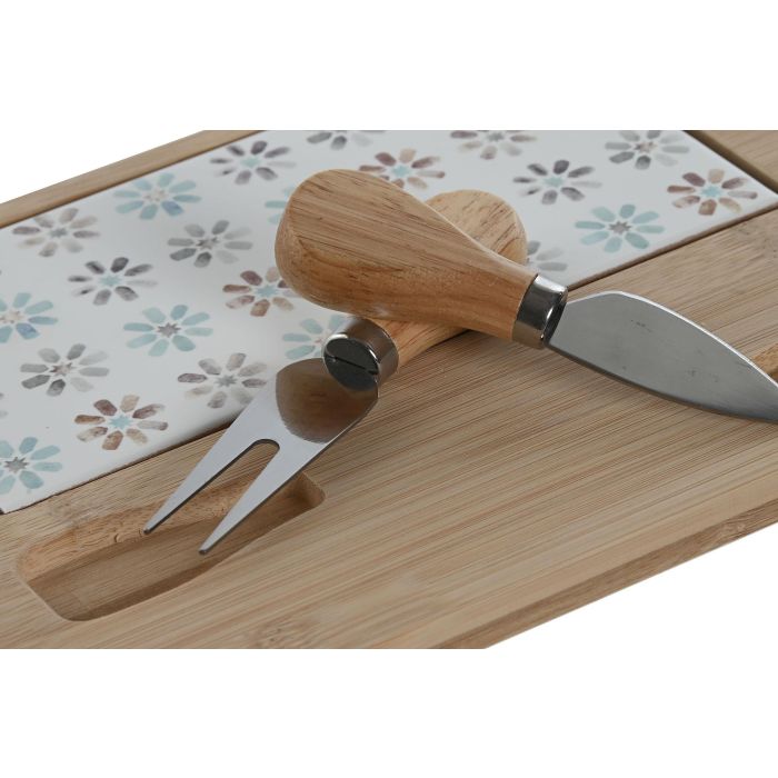 DKD Home Decor Tabla Aperitivo Urban Multicolor Bambú Gres Set 4 Piezas 20 x 1.2 x 24.5 cm 2