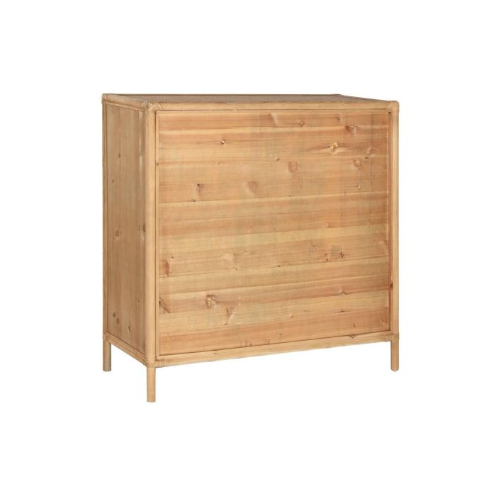 DKD Home Decor Aparador Tropical de Madera de Abeto y Ratán Marrón Claro 100x40x100 cm con 1 Cajón y 2 Puertas. Colección Suipt. 7