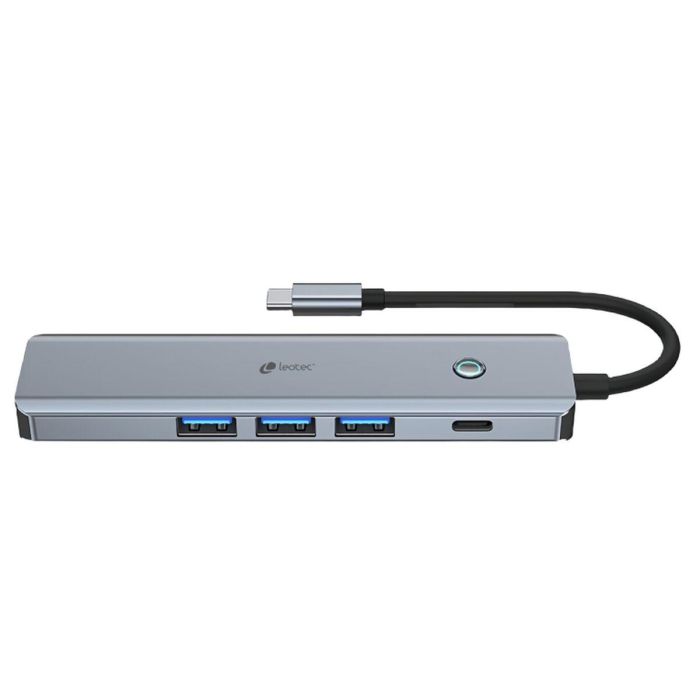 LEOTEC LEDS05 Docking Station USB-C 5 en 1 Base Portátil con Replicador de Puertos HDMI 4K, 3x USB 3.0, Carga PD 100W, Aluminio Gris 1