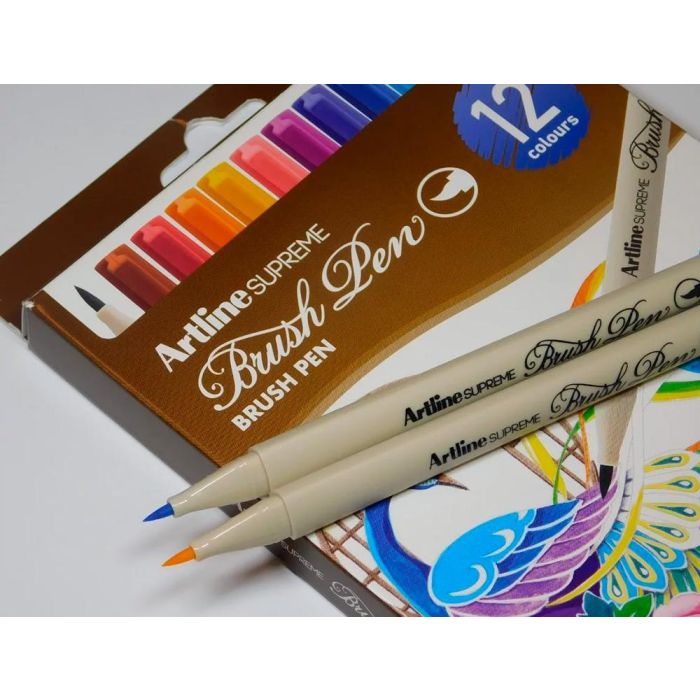 Rotulador Artline Supreme Brush Epfs Pintura Base De Agua Punta Tipo Pincel Trazo Fino Bolsa De 12 Unidades 1