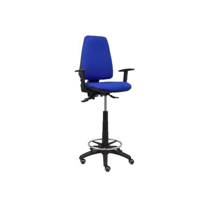 Taburete Piqueras Y Crespo Elche S Brazos Regulables Ergonomico Mecanismo Asincro Regulable En Altura Aro Reposapies Cromado Ruedas Parquet Asiento Y Respaldo Tapizados Bali Azul