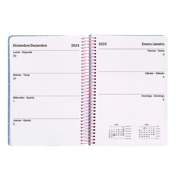 Agenda Espiral Liderpapel Classic A6 2025 Semana Vista Color Azul Claro Papel 70 gr 5