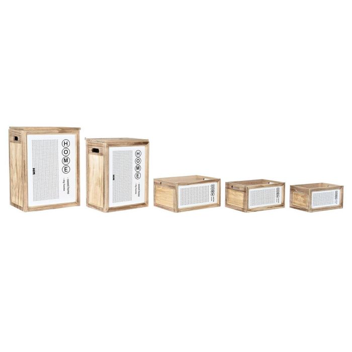 Cesta Ropa DKD Home Decor Natural Blanco 30 x 55 x 40 cm Set de 5 3