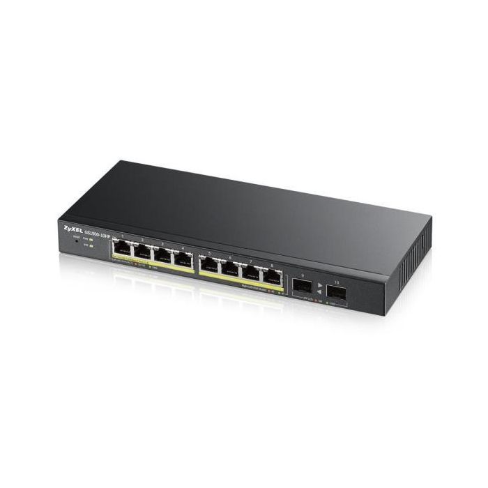 Zyxel GS1900-10HP Switch Gestionable Gigabit Ethernet PoE+ 10 Puertos (8 PoE+) 77W Budget 2 SFP 20 Gbps 1
