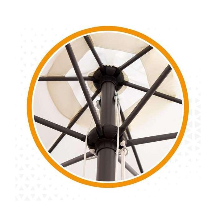 Aktive Parasol de Terraza Redondo 300 cm con Chimenea, Mástil de Aluminio 4,8 cm y Cubierta de Poliéster 160GSM