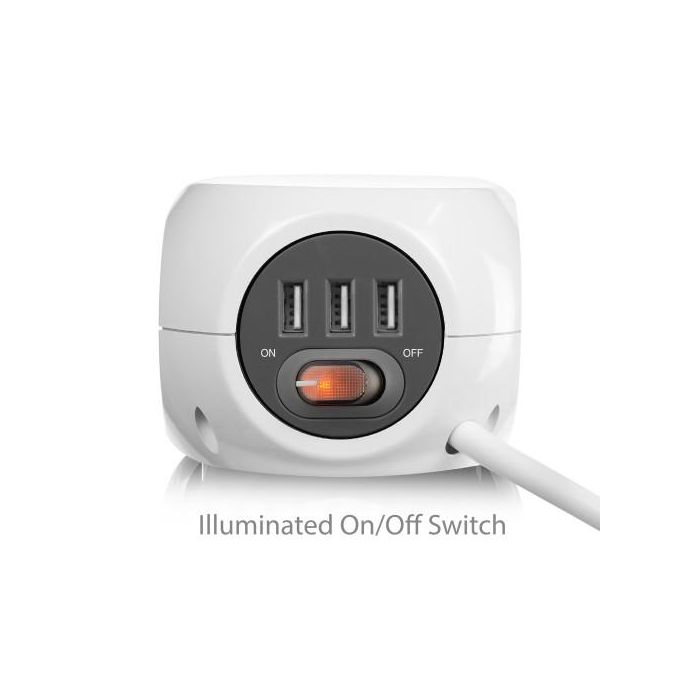 Regleta Enchufes Cubo Ewent EW3939 USB 5V 2A Blanco 5