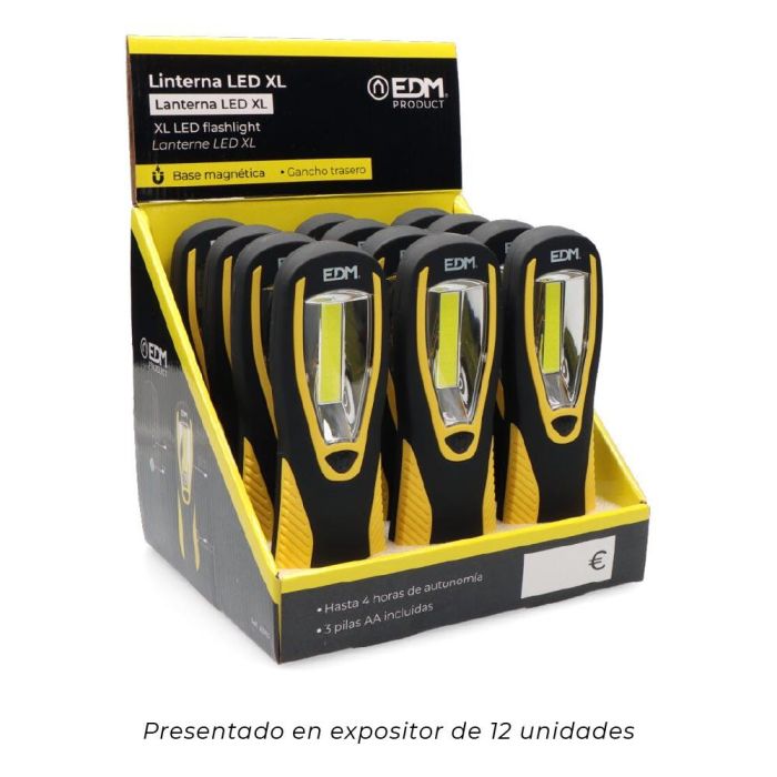 Edm Linterna LED XL 5W 200LM con Gancho + Imán, Luz Fría 6500K, 3xAA Incluidas, Autonomía 4H 4 Edm Linterna LED XL 5W 200LM con Gancho + Imán, Luz Fría 6500K, 3xAA Incluidas, Autonomía 4H 4