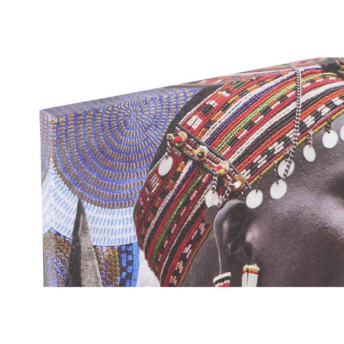 DKD Home Decor Cuadro Lienzo Africana Colonial Surtido 40x30 cm Pack 4 Unidades Decoración Pared Lienzo MDF Multicolor 1