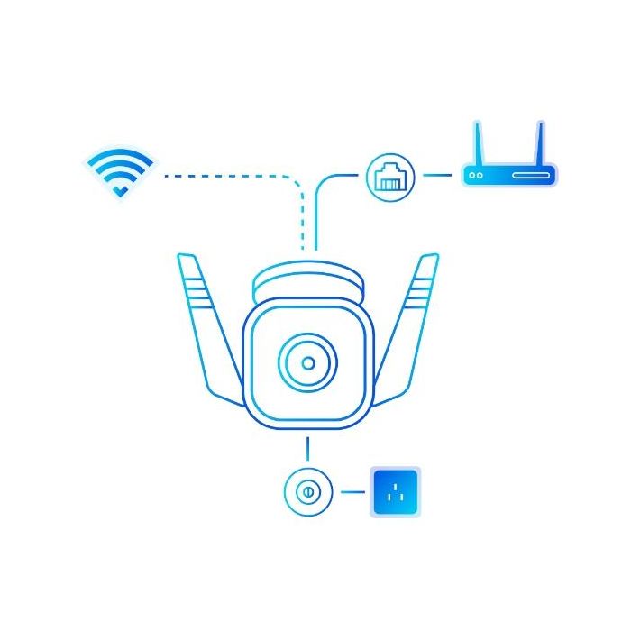 TP-Link TC65 Cámara de Seguridad Exterior WiFi, 3 MP (2K) con Visión Nocturna, Detección de Movimiento, Audio Bidireccional y Control por Voz