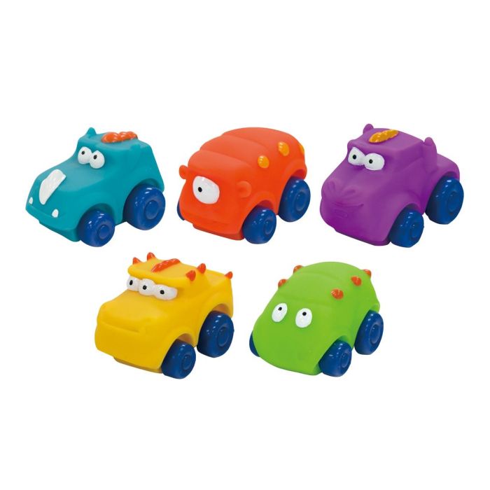 Tachan Set de 5 Coches Mini Monstruos Goma Blandita Rueda Libre +12 Meses 1