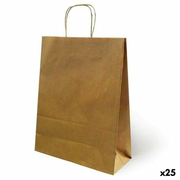 Bolsas Fama Marrón Papel Con asas 15 x 8 x 21 cm 25 Unidades