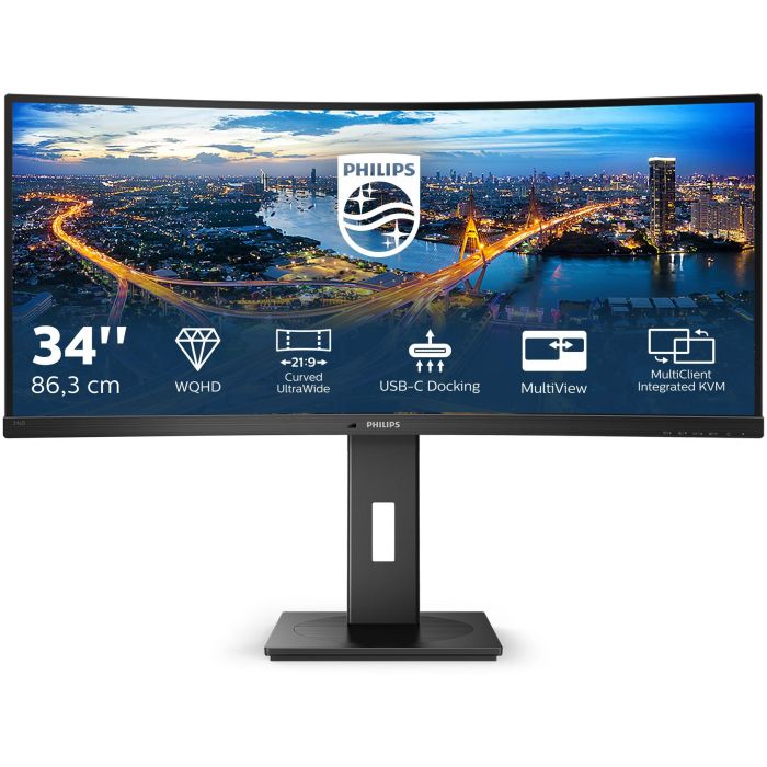 Philips 346B1C Monitor Curvo de 34" (86,4cm) UWQHD (3440x1440) 100Hz 4ms HDMI DP USB-C con Altavoces Negro 1 Philips 346B1C Monitor Curvo de 34" (86,4cm) UWQHD (3440x1440) 100Hz 4ms HDMI DP USB-C con Altavoces Negro 1