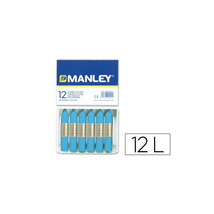 Manley Estuche De 12 Ceras 60 mm 17 Azul Celeste