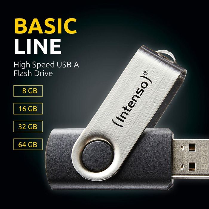 Memoria USB INTENSO Basic Line 32 GB Negro Plata 32 GB Memoria USB 11 Memoria USB INTENSO Basic Line 32 GB Negro Plata 32 GB Memoria USB 11