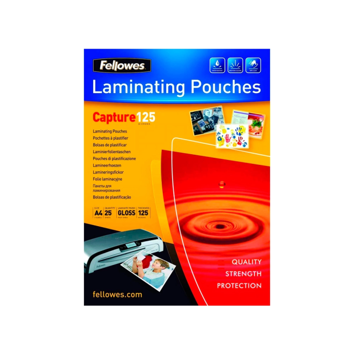 Fellowes Bolsas de Plastificar Brillo Din A4 125 mc Pack 25 Unidades 1 Fellowes Bolsas de Plastificar Brillo Din A4 125 mc Pack 25 Unidades 1