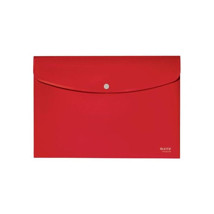 Leitz 46780025 Sobres de polipropileno opaco A4 con broche botón Recycle rojo