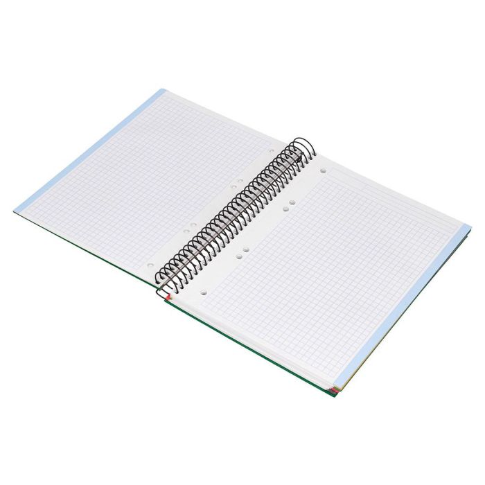 Cuaderno Espiral Liderpapel A5 Micro Papercoat Tapa Forrada 140H 75 gr Cuadro5 mm 5 Bandas 6 Taladros Verde 8