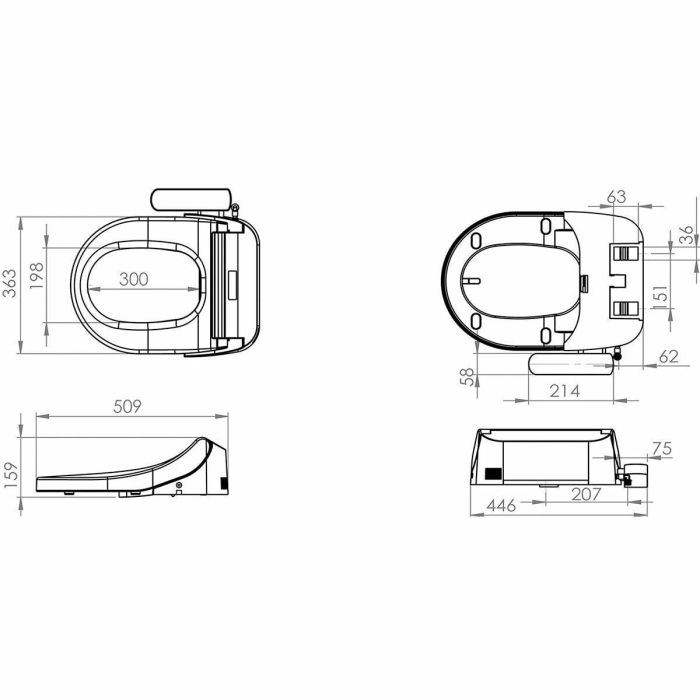 SFA Saniseat - Asiento de inodoro lavado y secado - Compatible con tazas estándar 1