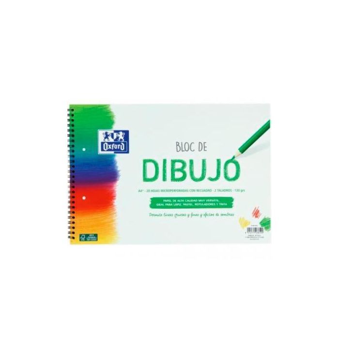 Oxford Bloc Dibujo Escolar Multitaladro 2 T- Blanda Espiral 20H 130 gr A4+ C- Recuadro Liso Blanco Oxford Bloc Dibujo Escolar Multitaladro 2 T- Blanda Espiral 20H 130 gr A4+ C- Recuadro Liso Blanco