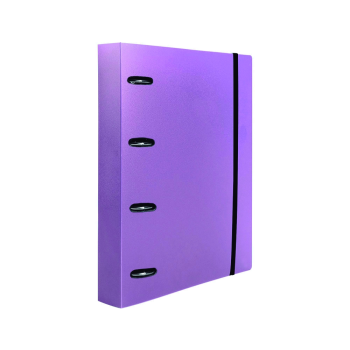 Liderpapel Carpeta con Recambio A4 Cuadro 5mm 100 Hojas 80g Polipropileno 4 Anillas 40mm Lavanda Opaco 1