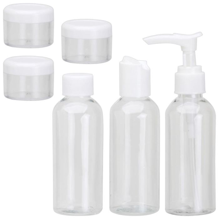 Jet Lag Kit Viaje Neceser con 6 Piezas, Transparente y Cierre Zip, Ideal Cabina Avión 4