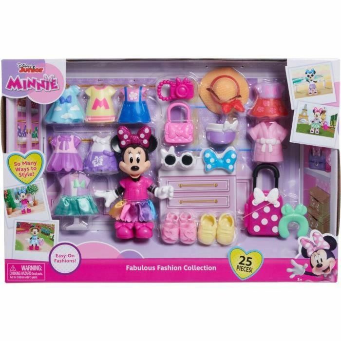 Caja para muñecas - DISNEY MINNIE MOUSE - Caja de moda - Muñeca Minnie 15 cm, 25 piezas de moda y complementos