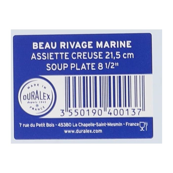Plato Hondo Duralex Beau Rivage 21.5 cm Marine (36 Unidades) 4 Plato Hondo Duralex Beau Rivage 21.5 cm Marine (36 Unidades) 4