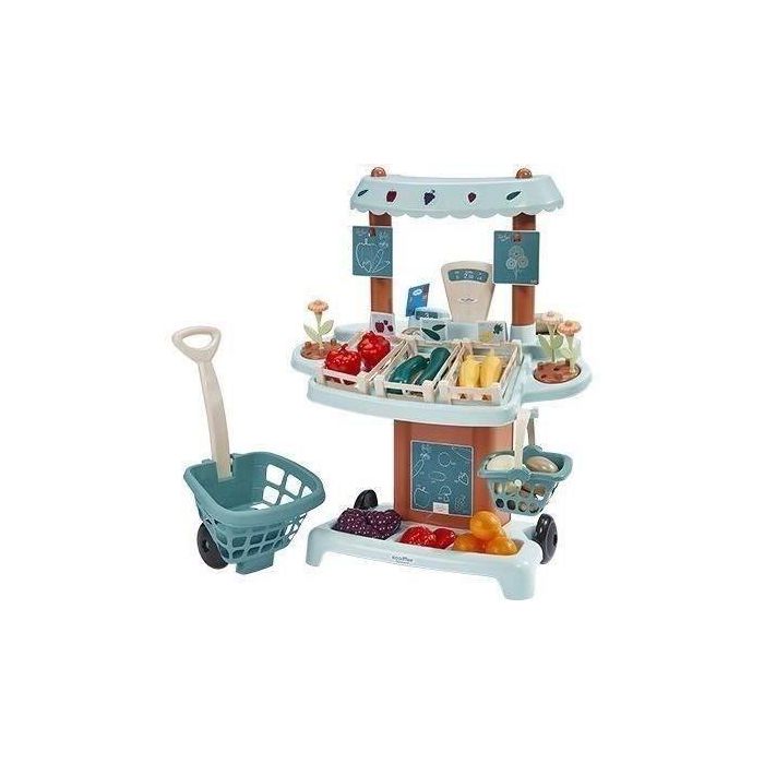 Ecoiffier Puesto de Mercado Rodante para Niños con Balanza, Terminal de Tarjeta, Monedas y Accesorios - 41 Piezas - Desde 18 Meses Ecoiffier Puesto de Mercado Rodante para Niños con Balanza, Terminal de Tarjeta, Monedas y Accesorios - 41 Piezas - Desde 18 Meses