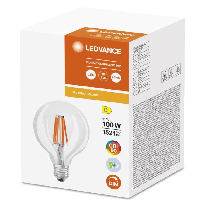 Ledvance LVE-4058075758223 Bombilla LED Clásica Filamento E27 11W 1521Lm 4000K 300º Regulable CRI90 IP20 1 Ledvance LVE-4058075758223 Bombilla LED Clásica Filamento E27 11W 1521Lm 4000K 300º Regulable CRI90 IP20 1