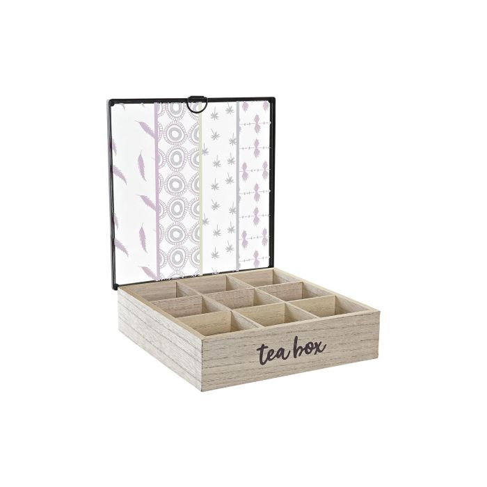 DKD Home Decor Caja Infusiones Colonial Azul Turquesa, en MDF, Cristal y Metal (Set de 4 Unidades) 24.5x6x24.5 cm 2 DKD Home Decor Caja Infusiones Colonial Azul Turquesa, en MDF, Cristal y Metal (Set de 4 Unidades) 24.5x6x24.5 cm 2