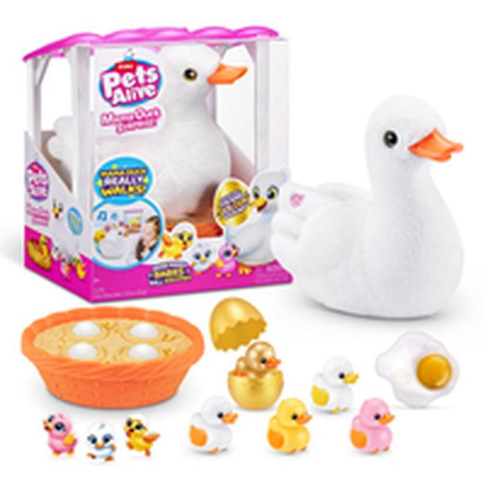 Pato interactivo pets alive pasea con sus 3 patitos, con accesorios 4