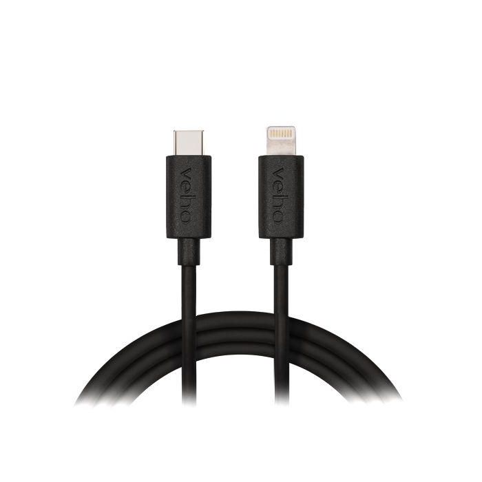 Veho Cable USB-C a Lightning Apple MFi para Dispositivos Apple, Carga y Sincronización, Tacton Negro Duradero 1