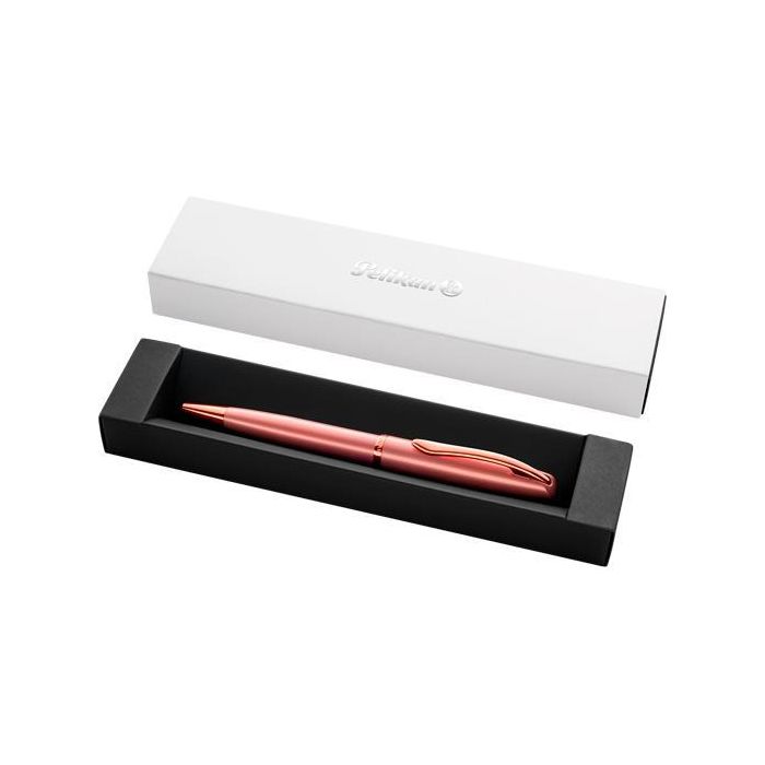 Pelikan Bolígrafo Jazz Noble Elegance Cuerpo Satinado Rosa Tinta Azul. Incluye Estuche de Regalo y Repuesto 337. Trazo 1mm