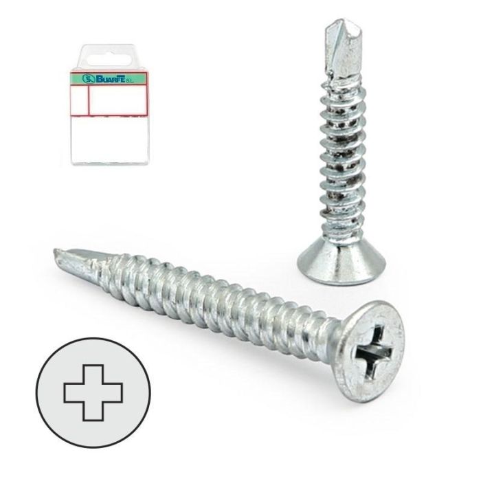 Blister Tornillo Broca Cabeza Plana Din 7504-P Cincado Larg.R/Chapa 13Mm Ø Rosca Chapa 3.5Mm Buarfe Blister Tornillo Broca Cabeza Plana Din 7504-P Cincado Larg.R/Chapa 13Mm Ø Rosca Chapa 3.5Mm Buarfe