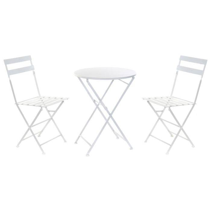 Conjunto de Mesa con 2 Sillas DKD Home Decor Blanco 80 cm 60 x 60 x 70 cm (3 pcs) Conjunto de Mesa con 2 Sillas DKD Home Decor Blanco 80 cm 60 x 60 x 70 cm (3 pcs)