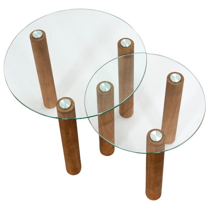 Juego De 2 Mesas Nido Vidrio Home Deco Factory REdiámetro   2