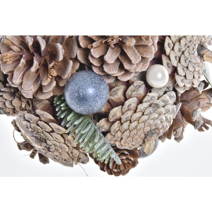 DKD Home Decor Bola Decoración Navidad Fantasía Natural Blanco Piñas 18x18x18 cm (2 Unidades) 2