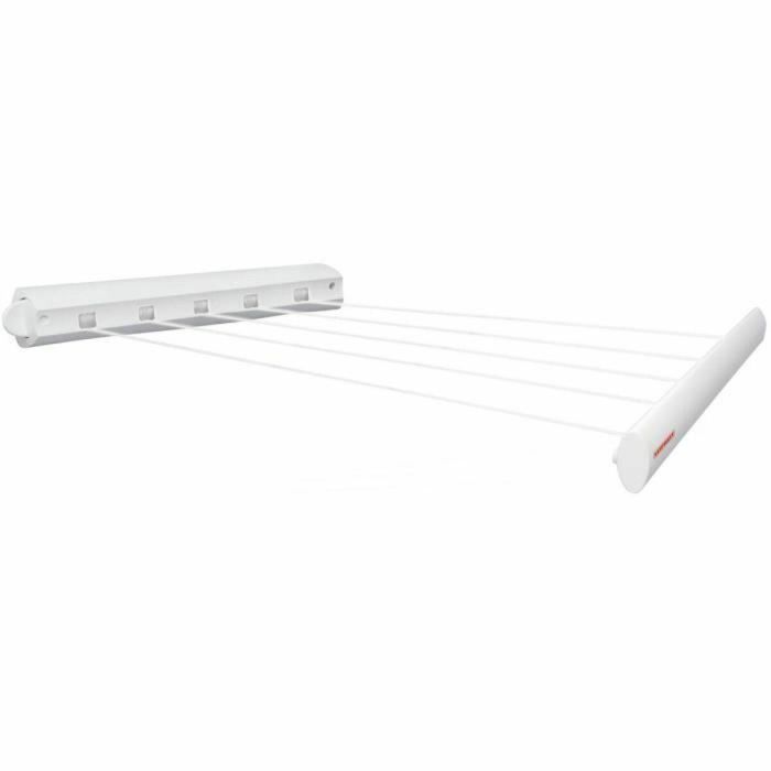 Leifheit Secador de pared ROLLFIX - Tendedero retráctil 21 metros, 5 cables extensibles 4.2m, bobinado automático, Blanco 1