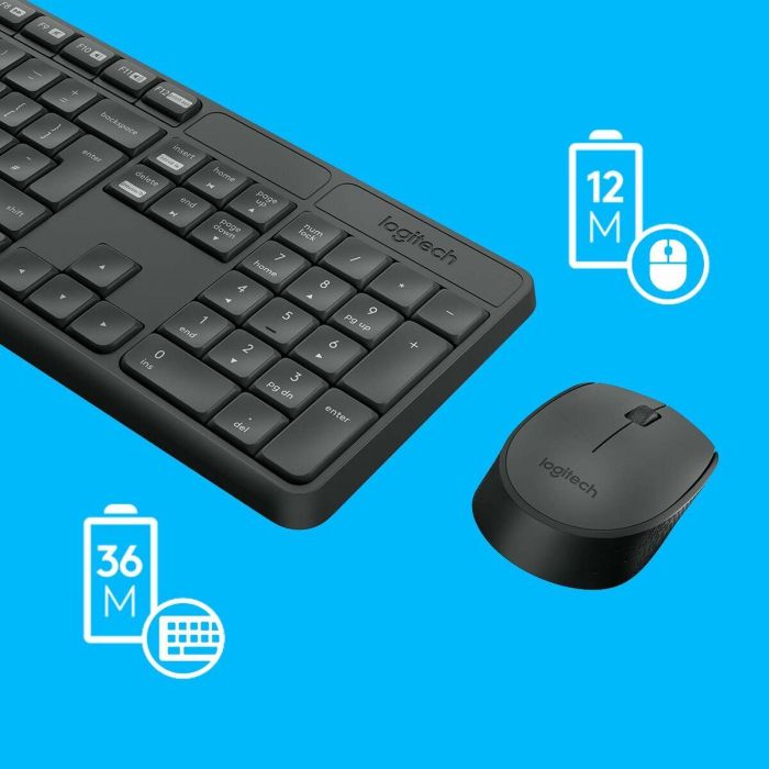 Logitech MK235 Teclado y Mouse Wireless Portugués - Duración de Pilas Prolongada, Tecnología Inalámbrica Fiable 24 Logitech MK235 Teclado y Mouse Wireless Portugués - Duración de Pilas Prolongada, Tecnología Inalámbrica Fiable 24