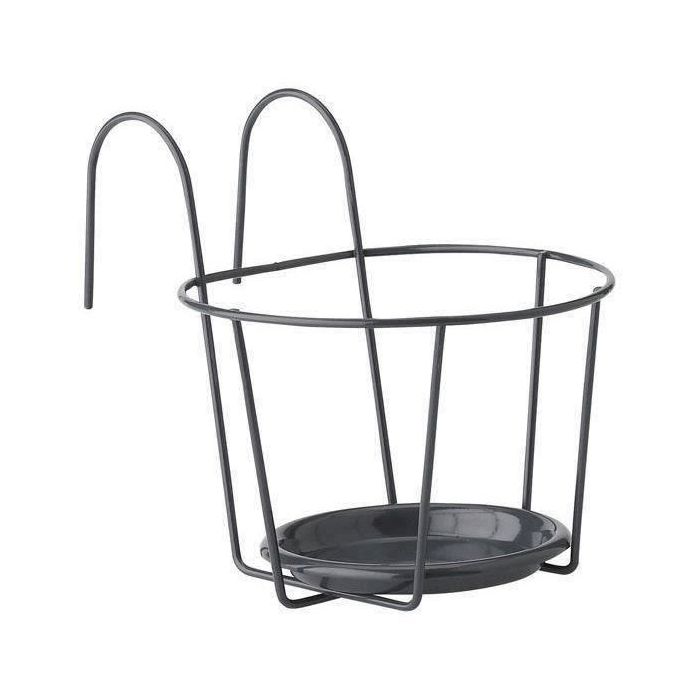 Garden Id Macetero para Balcón 21 cm Antracita con Bandeja, Soporte Seguro, Robusto, Resistente a la Intemperie y Diseño Elegante Garden Id Macetero para Balcón 21 cm Antracita con Bandeja, Soporte Seguro, Robusto, Resistente a la Intemperie y Diseño Elegante