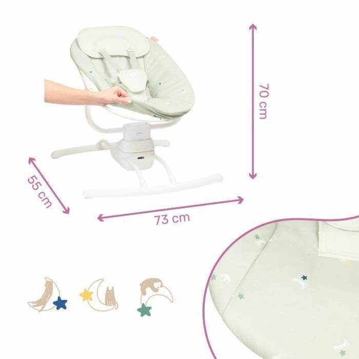 Badabulle Columpio Lateral Ultra Confort, Arco de Juego Ajustable y Extraíble, Verde Liquen/Agua BAD3661276182752 2