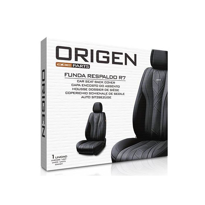 Origen R7 ORG80126 Funda de Respaldo Universal Negra para Asientos de Coche, Símil Piel, Compatible con Airbag Lateral 1
