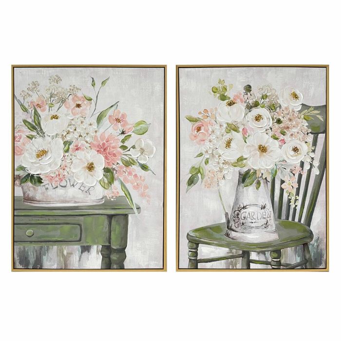 Cuadro Shabby DKD Home Decor Verde Multicolor 3.5 x 80 x 60 cm (2 Unidades) Cuadro Shabby DKD Home Decor Verde Multicolor 3.5 x 80 x 60 cm (2 Unidades)