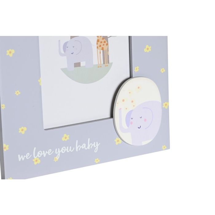 DKD Home Decor Marco de Fotos Kids Baobab Madera Cristal Blanco Azul Celeste 10x15 cm (1.5 x 22 x 17 cm) 12 Unidades 2