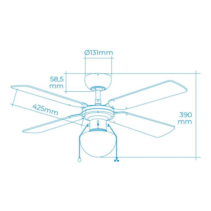 Edm Ventilador de techo modelo caribe, blanco, 50W, Ø102cm, 3 velocidades, con luz, 4 aspas 2