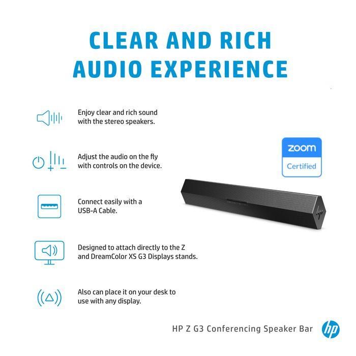 HP Z G3 Conferencing Speaker Bar - Barra de Altavoces para Conferencias con Audio Mejorado 4 HP Z G3 Conferencing Speaker Bar - Barra de Altavoces para Conferencias con Audio Mejorado 4