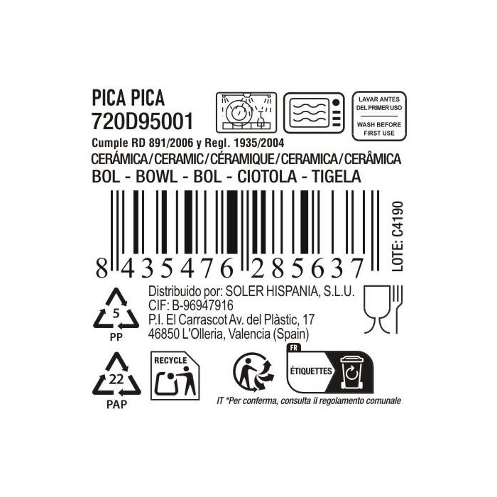 La Mediterranea Bol Aperitivo Ass.Col 12x4.2 cm "Pica-Pica" (24 Unidades)