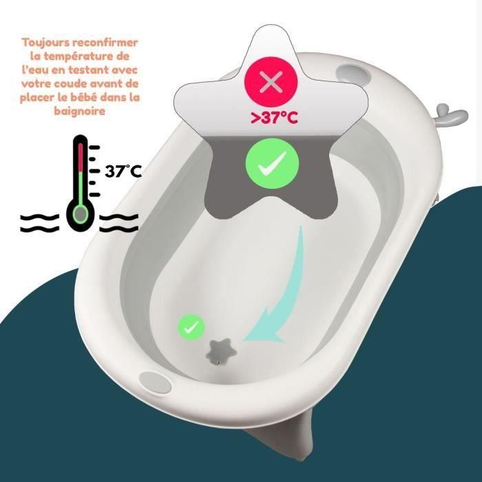 Bañera plegable - 23x80x49 cm - Gris blanco - LOOPING 3 Bañera plegable - 23x80x49 cm - Gris blanco - LOOPING 3
