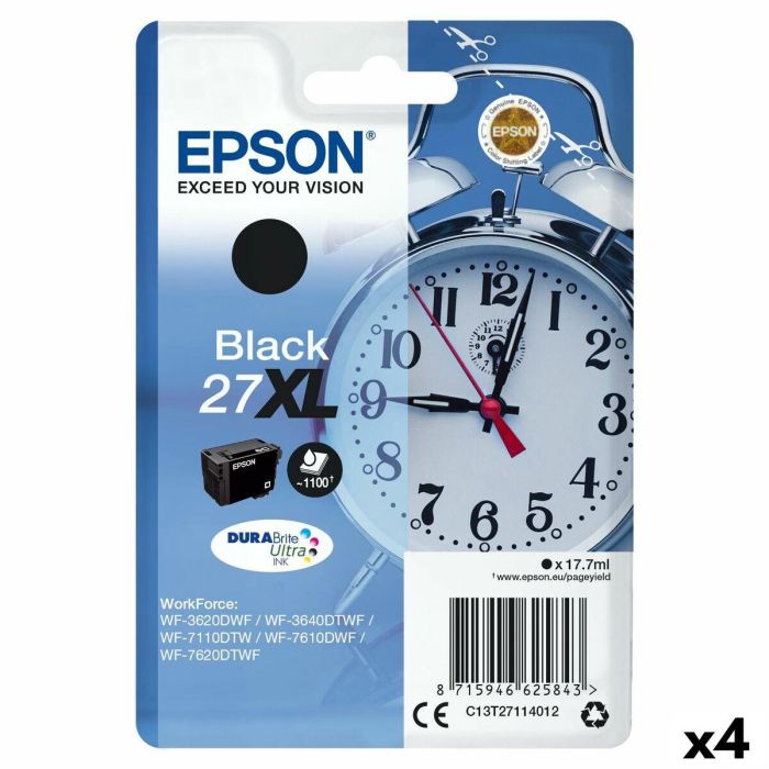 Cartucho de Tinta Original Epson WF-3000 7000 - Nº27XL Negro (4 Unidades) 0 Cartucho de Tinta Original Epson WF-3000 7000 - Nº27XL Negro (4 Unidades) 0